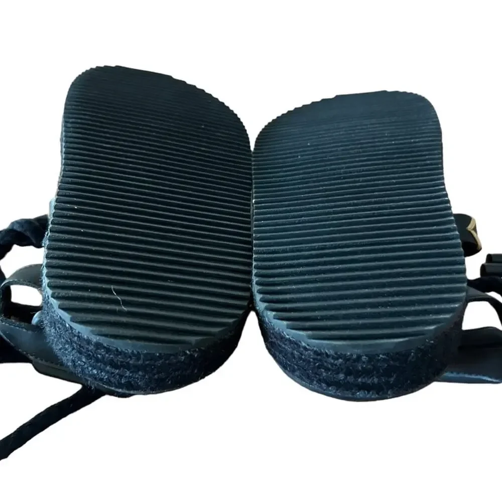 Farm Rio Black Rope Tie Flatform Sandals Women Size 8